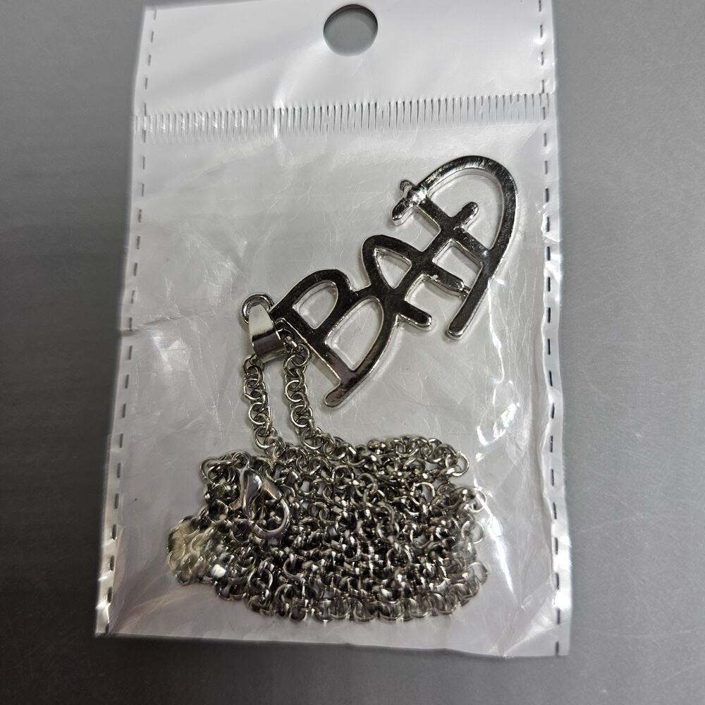 "BAD" Logo Pendant Necklace M Jackson Chain Silvertone New